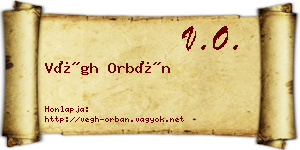 Végh Orbán névjegykártya